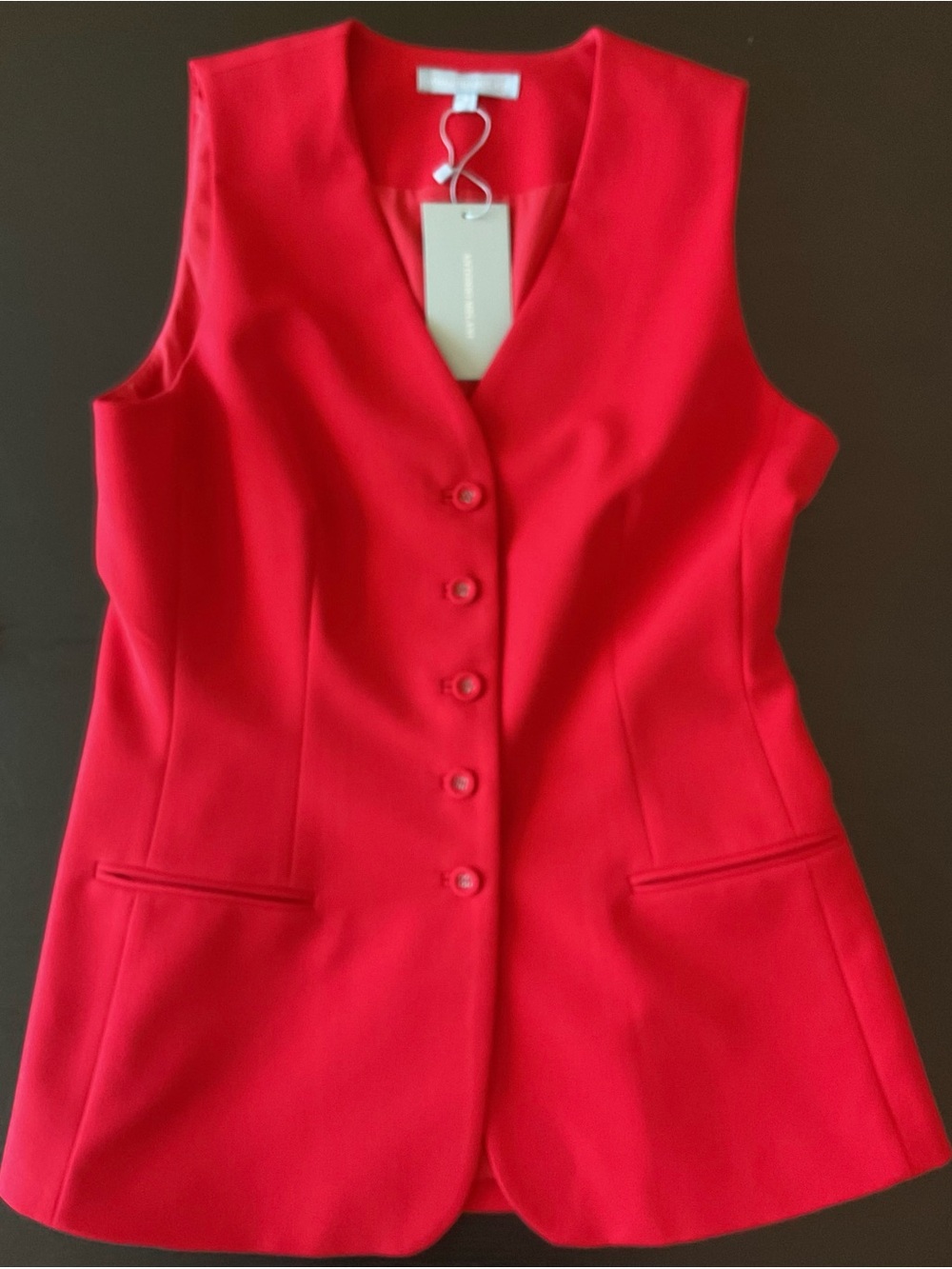 ANTONIO MELANI Vibrant Red Tailored Sleeveless Vest size 8